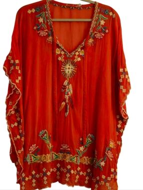 JOHNNY WAS  Embroidered  Poncho Top